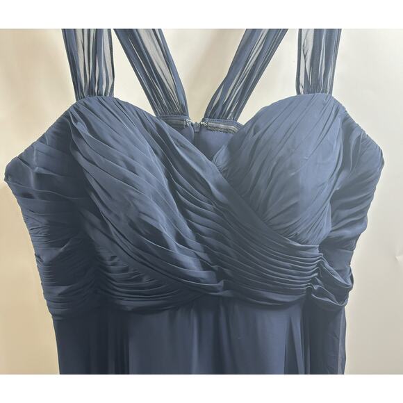 Dressy Collection NWT Off-the-Shoulder Draped Chiffon Maxi Dress Midnight Sz 22W - Picture 5 of 8